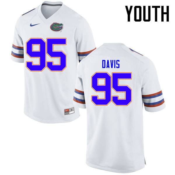 Youth NCAA Florida Gators Keivonnis Davis #95 Stitched Authentic Nike White College Football Jersey BWG2065NT